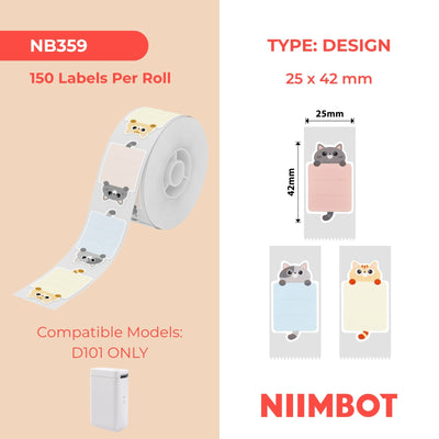 NIIMBOT - D101 Only - 25x42mm - Baby Cat - 150 Labels