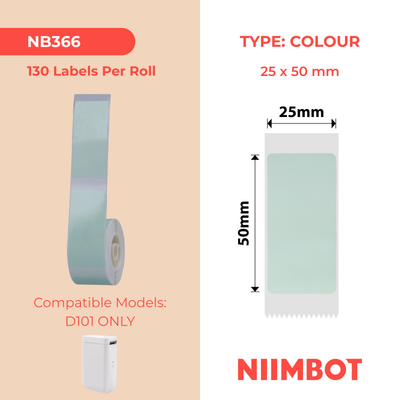 NIIMBOT - D101 Only - 25x50mm - Green Colour - 130 Labels