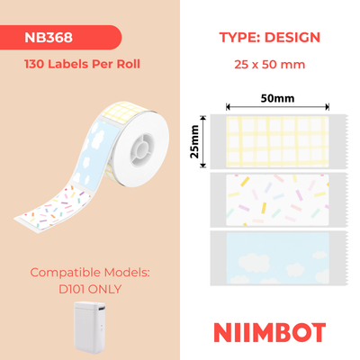 NIIMBOT - D101 Only - 25x50mm - Mixed Pattern - 125 Labels