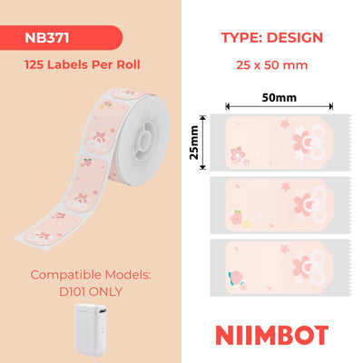 NIIMBOT - D101 Only - 25x50mm - Sakura Flower Knot - 125 Labels
