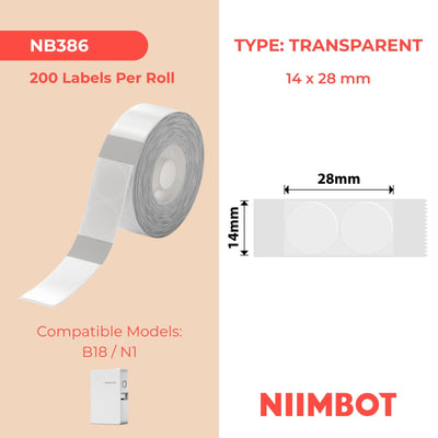 NIIMBOT - N1 - 14x28mm - Transparent Round - 200 Labels