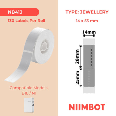 NIIMBOT - N1 - 14x53mm - Silver Jewellery - 130 Labels