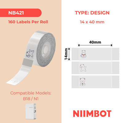 NIIMBOT - N1 - 14x40mm - Bear Transparent - 150 Labels