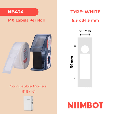 NIIMBOT - N1 - 9.5x34.5mm - Liquid Nitrogen Label & Ribbon Set - 140 Labels