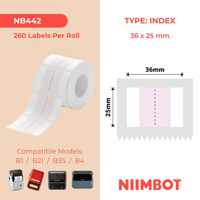 NIIMBOT - B Range - 36x25mm - Pink Index Sticker - 260 Labels
