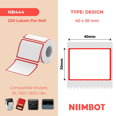 NIIMBOT - B Range - 40x30mm - Red Frame - 230 Labels
