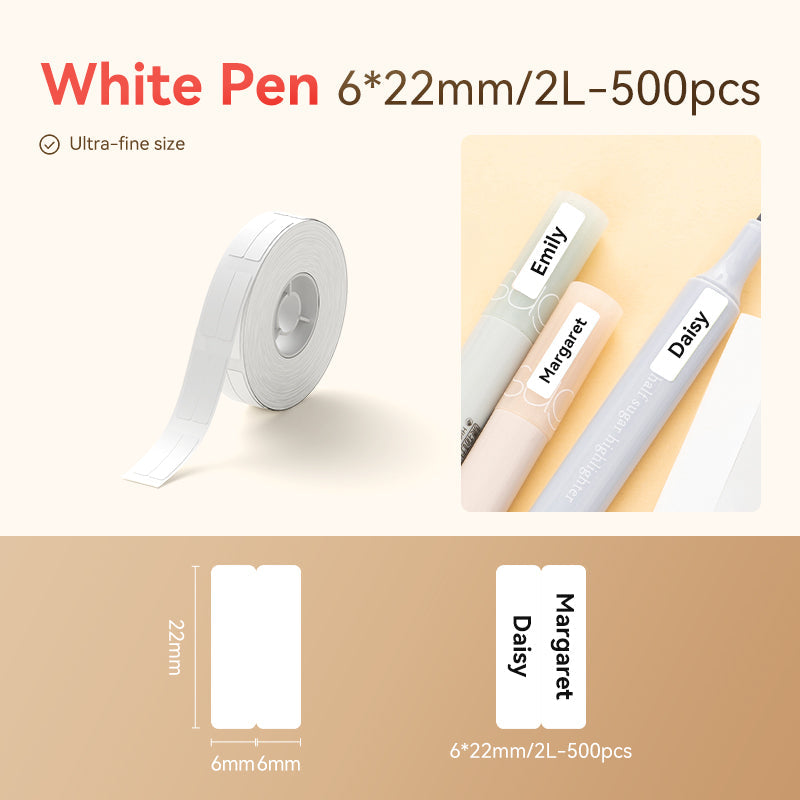 NIIMBOT - D Range - 6x22mm/2L - White Vertical Pen - Stationary - 500 Labels