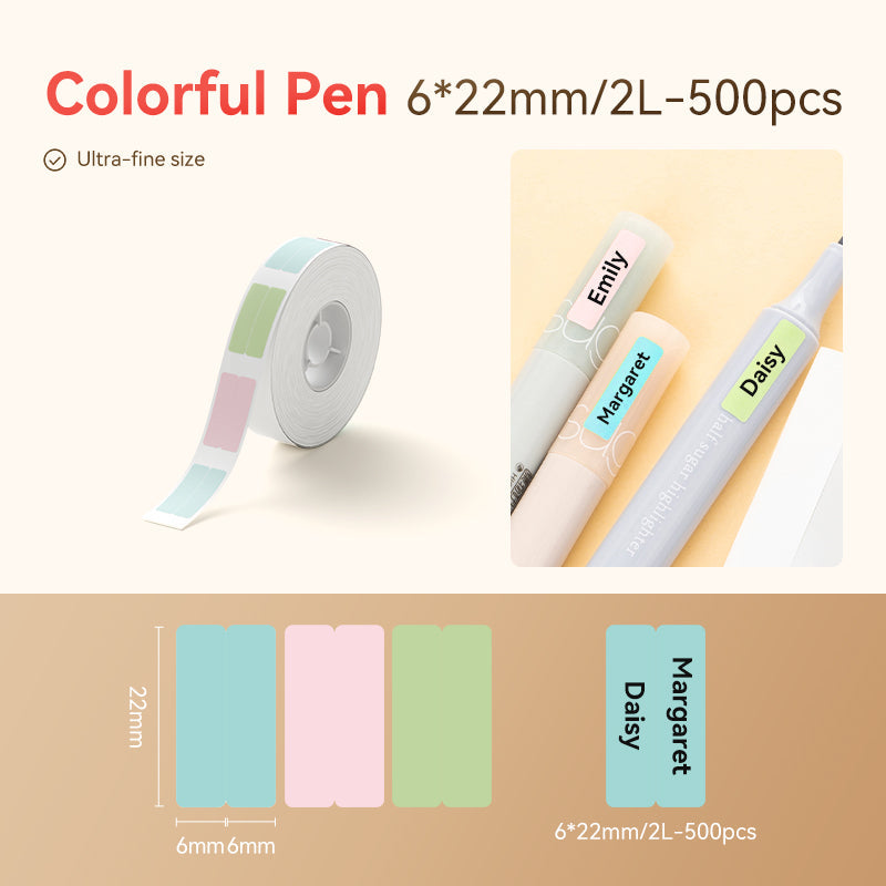 NIIMBOT - D Range - 6x22mm/2L - Multi-Colour Vertical Pen - Stationary - 500 Labels