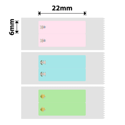 NIIMBOT - D Range - 6x22mm/2L - Multi-Colour Cute PET Vertical Pen - Stationary - 500 Labels