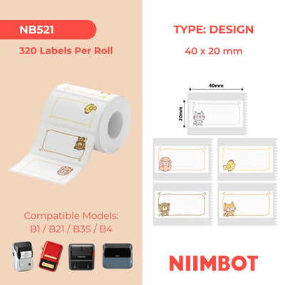 NIIMBOT - B Range - 40x20mm - Animal Messages - 320 Labels