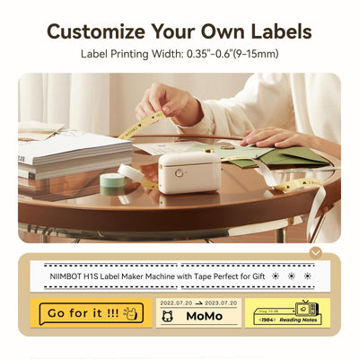 NIIMBOT - H1S Bluetooth Label Printer Incl Label Roll - Cream