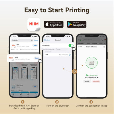 NIIMBOT - H1S Bluetooth Label Printer Incl Label Roll - Cream