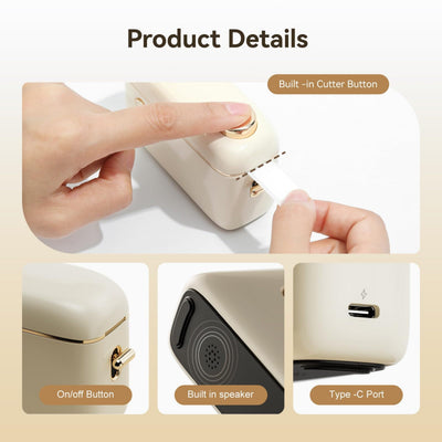 NIIMBOT - H1S Bluetooth Label Printer Incl Label Roll - Cream