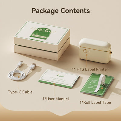 NIIMBOT - H1S Bluetooth Label Printer Incl Label Roll - Cream