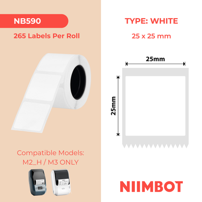 NIIMBOT - M Range - 25x25mm - White PET - 265 Labels