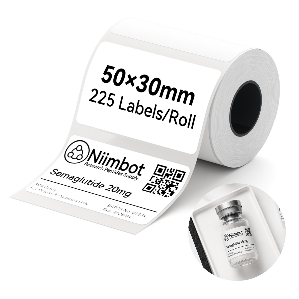NIIMBOT - M Range - 50x30mm - White PET - 225 Labels