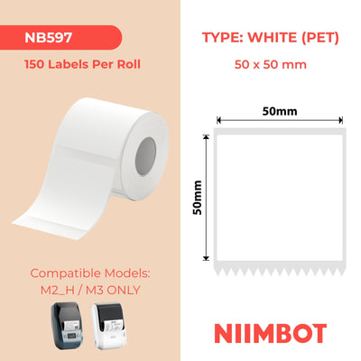 NIIMBOT - M Range - 50x50mm - White PET - 150 Labels
