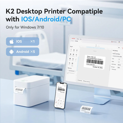 NIIMBOT - K2 Bluetooth Label Printer Incl Label Roll - White