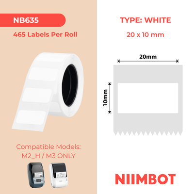 NIIMBOT - M Range - 20x10mm - White - 500 Labels