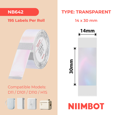NIIMBOT - D Range - 14x30mm - Transparent Colourful Pink - 195 Labels