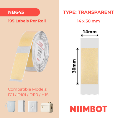 NIIMBOT - D Range - 14x30mm - Gold Transparent - 195 Labels