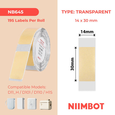 NIIMBOT - D Range - 14x30mm - Gold Transparent - 195 Labels