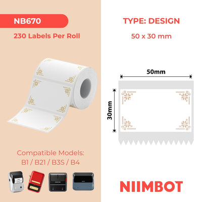 NIIMBOT - B Range - 50x30mm - Border - 230 Labels
