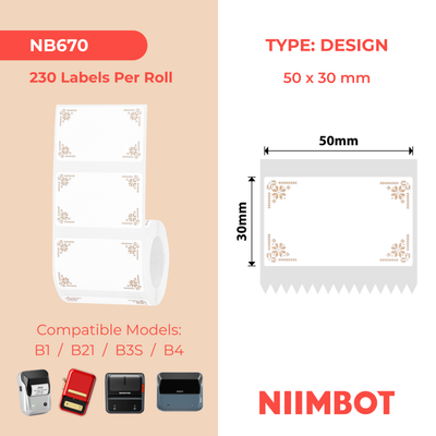 NIIMBOT - B Range - 50x30mm - Border - 230 Labels