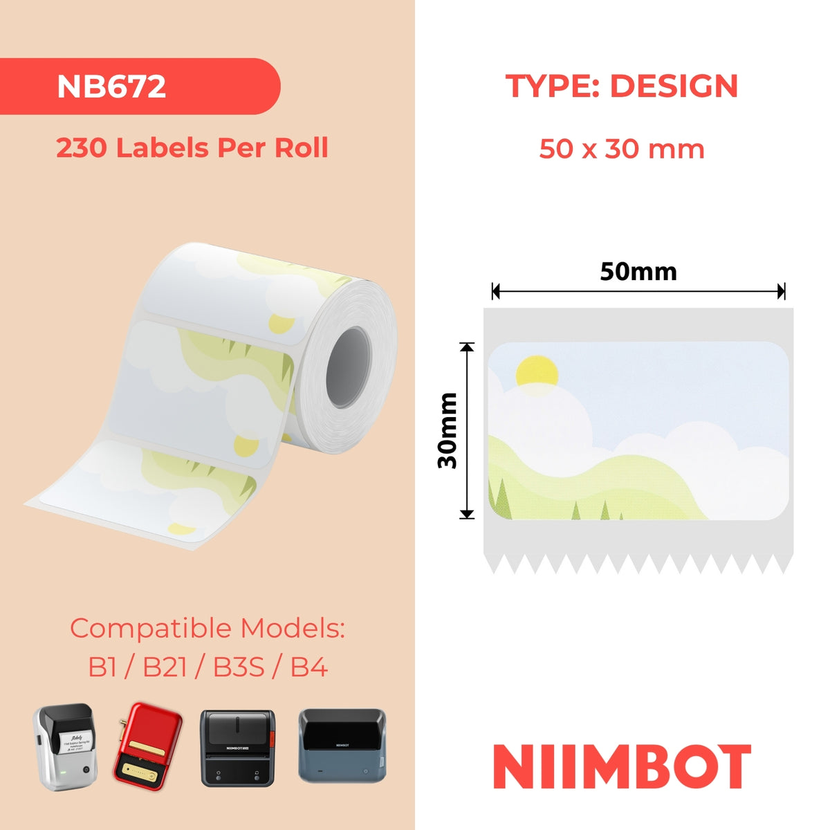 NIIMBOT - B Range - 50x30mm - Spring Scene - 230 Labels