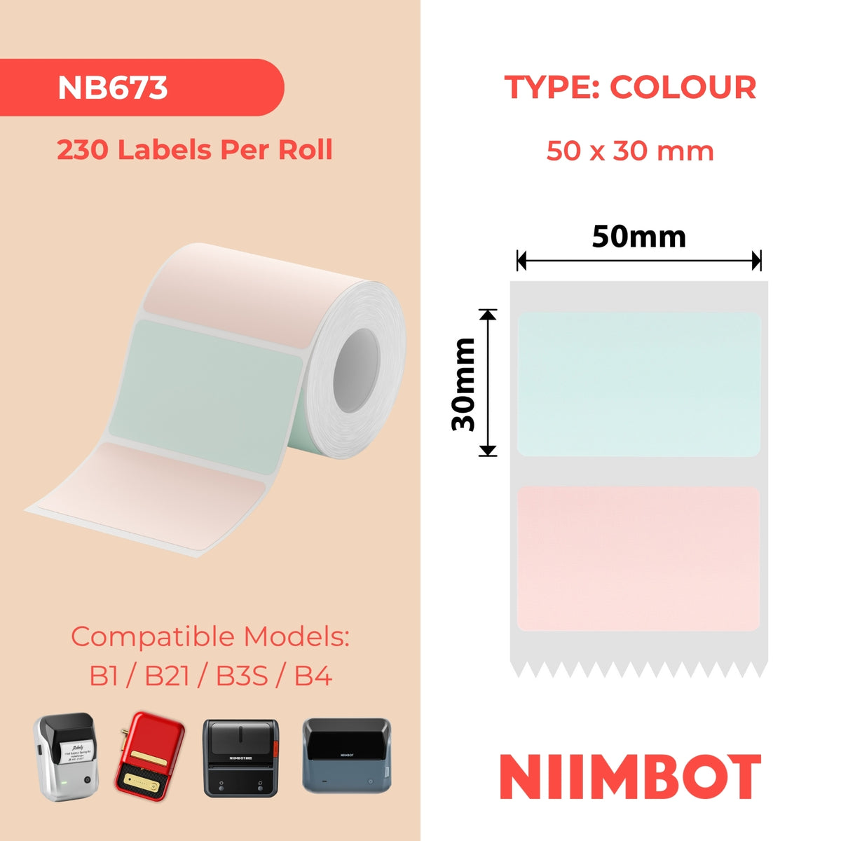 NIIMBOT - B Range - 50x30mm - Flower Shadow - 230 Labels