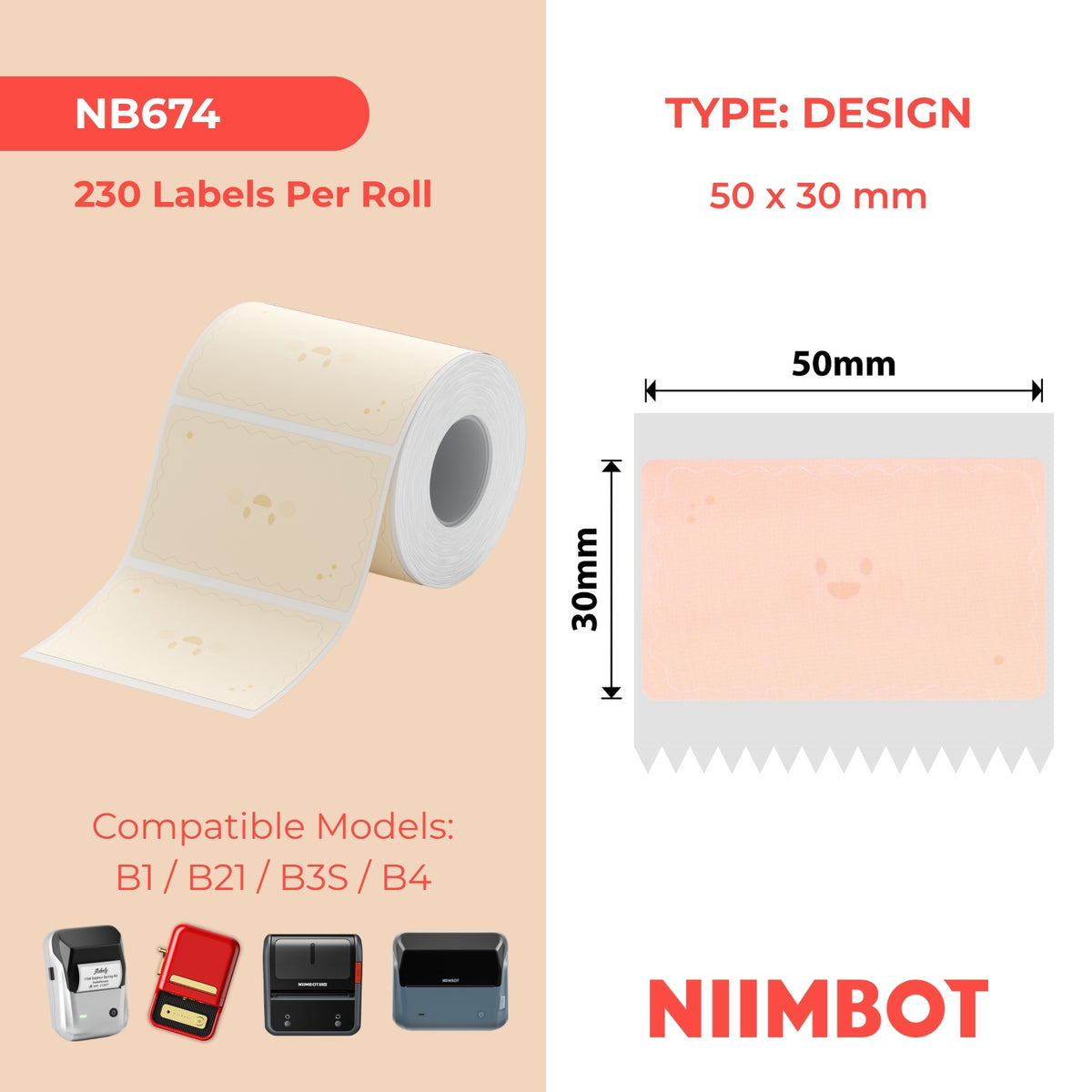 NIIMBOT - B Range - 50x30mm - Small Cookies - 230 Labels