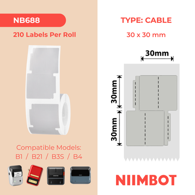 NIIMBOT - B Range - 30x30+30mm/2L - Silver Grey Double Row Jewellery Void - 210 Labels
