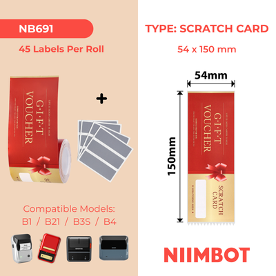 NIIMBOT - B Range - 54x150mm - 45 Lucky Scratch Cards