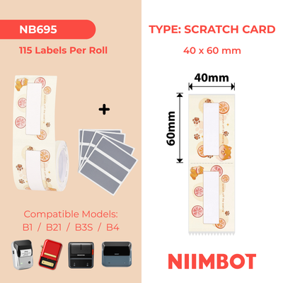 NIIMBOT - B Range - 40x60mm - 115 Lemon Yelly Scratch Cards
