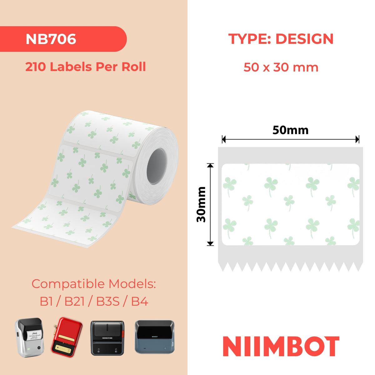 NIIMBOT - B Range - 50x30mm - Summer 010 - 230 Labels
