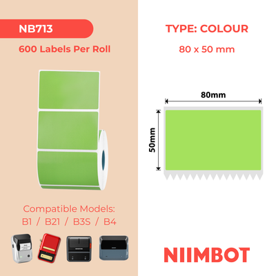 NIIMBOT - K3 Only - 80x50mm - Green - 600 Labels