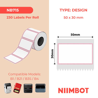NIIMBOT - B Range - 50x30mm - Pink Border - 230 Labels