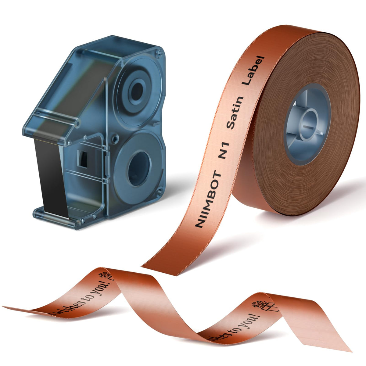 NIIMBOT - N1 Satin Gift Ribbon - 14mm x 5.1m - Black on Brown