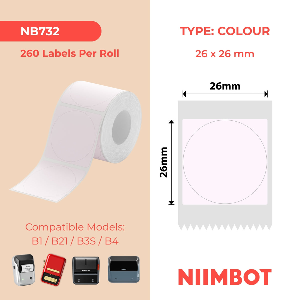 NIIMBOT - B Range - 26x26mm - Unicone - 260 Labels
