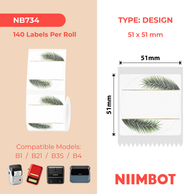 NIIMBOT - B Range - 51x51mm - Leaf Round - 140 Labels