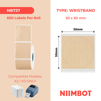 NIIMBOT - K Range - 50x50mm - Kraft Round - 600 Labels