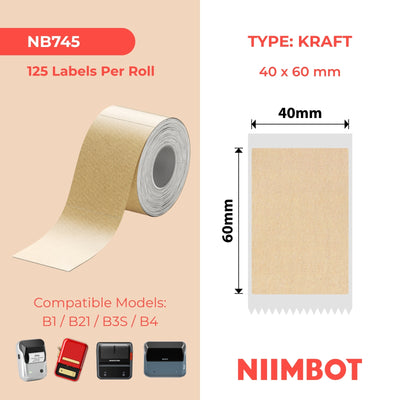 NIIMBOT - B Range - 40x60mm - Kraft - 125 Labels