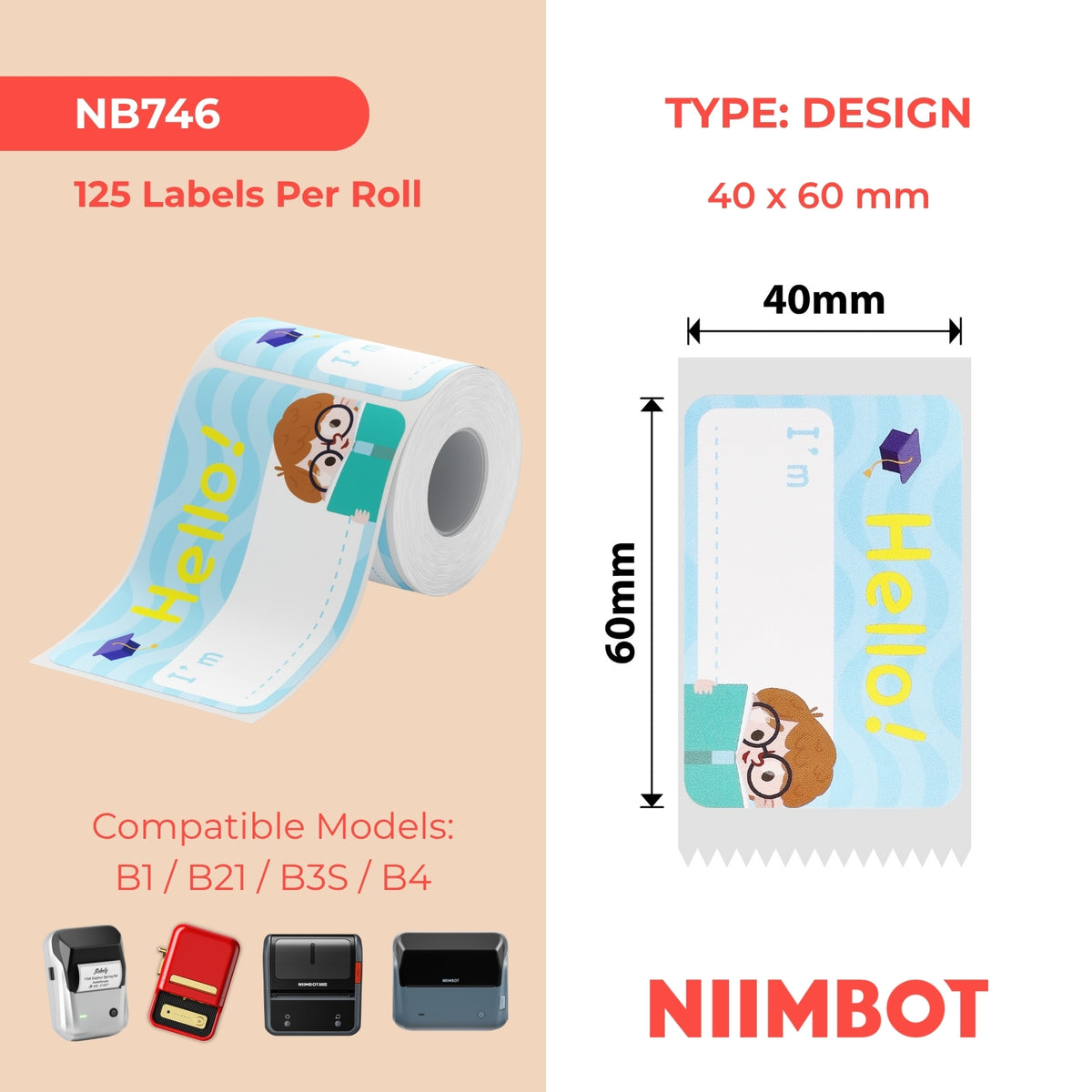 NIIMBOT - B Range - 40x60mm - Future Star - 125 Labels
