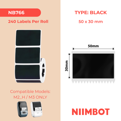NIIMBOT - M Range - 50x30mm - Bright Black - 240 Labels