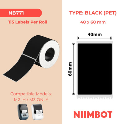 NIIMBOT - M Range - 40x60mm - Matte Black - 115 Labels
