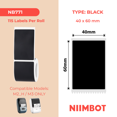 NIIMBOT - M Range - 40x60mm - Matte Black - 115 Labels