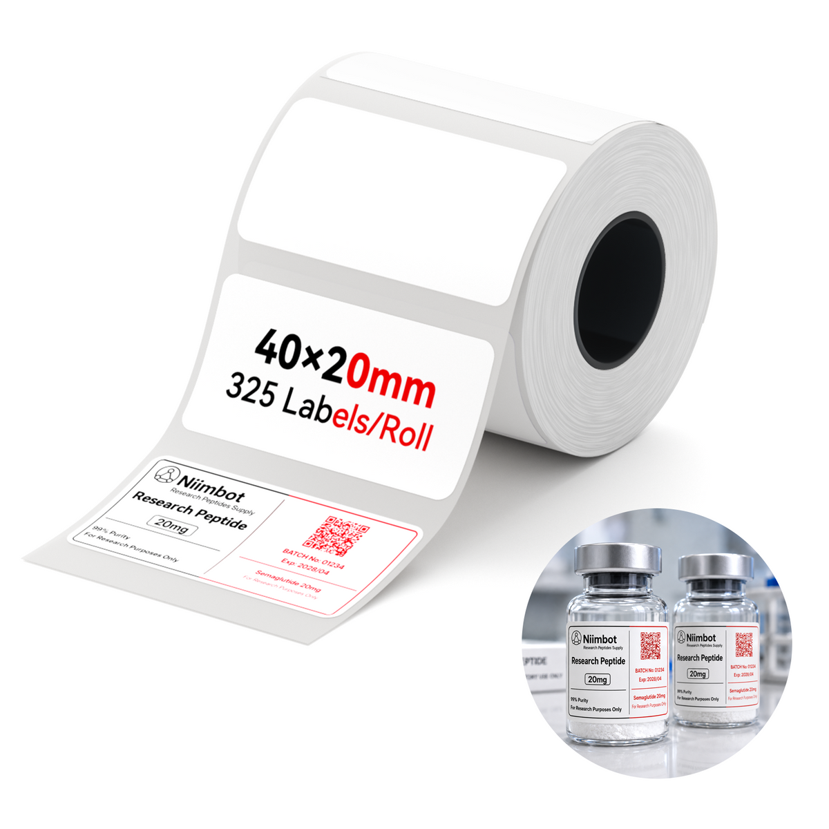 NIIMBOT - M Range - 40x20mm - White - 325 Labels