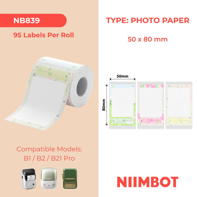 NIIMBOT - B Pro Range - 50x80mm - Greyscale Photo Paper Impression - Garden - 95 Labels