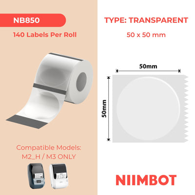 NIIMBOT - M Range - 50x50mm - Transparent Round - 140 Labels
