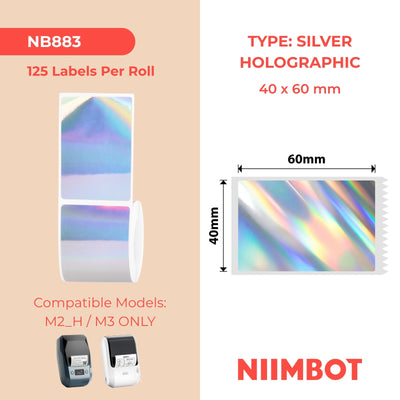 NIIMBOT - M Range - 40x60mm - Silver Laser - 125 Labels